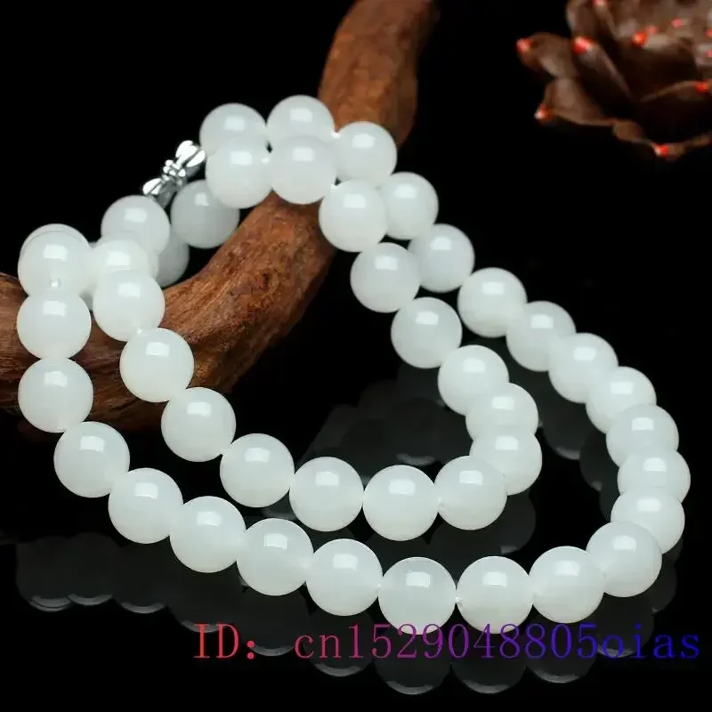 Beading - White Jade Beaded Necklace Beads Natural
