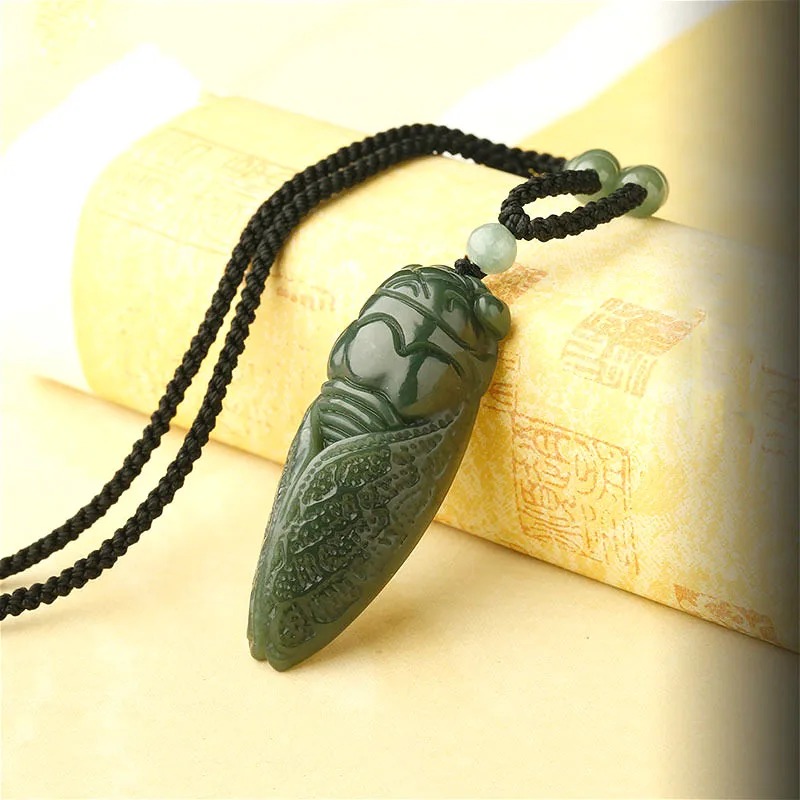 Natural Hetian Jade Cicada Pen - Beading recension och pris