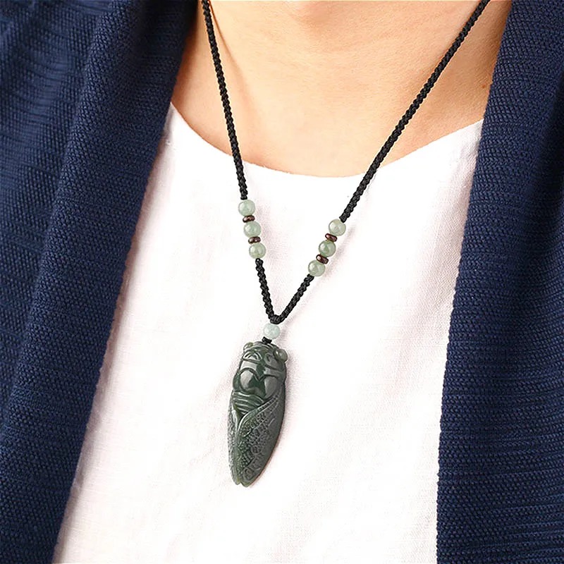 Natural Hetian Jade Cicada Pen - Beading recension och pris