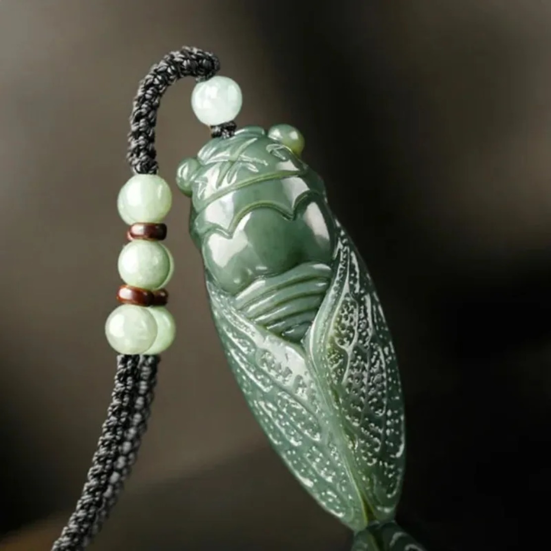 Natural Hetian Jade Cicada Pen - Beading recension och pris
