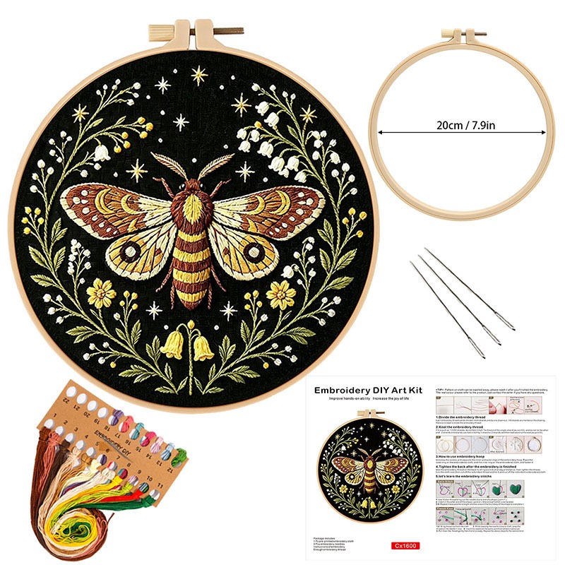 Butterfly Flower Embroidery DI - Cross Stitch Stamped Kits Beginners recension och pris