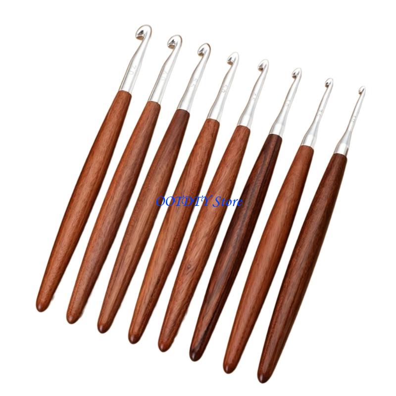 367A 8Pcs Wooden Handle Croche - Wooden Crochet Hooks Ergonomic Handle recension och pris