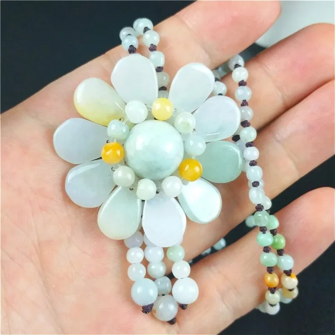 Certified Burmese Jade Sunflow - Beading recension och pris