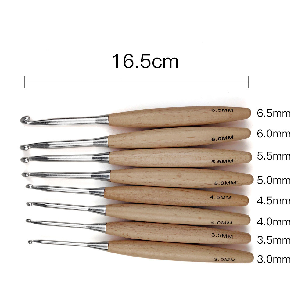 8Pcs Wood Crochet Hooks16.5cm  - Wooden Crochet Hooks Ergonomic Handle recension och pris