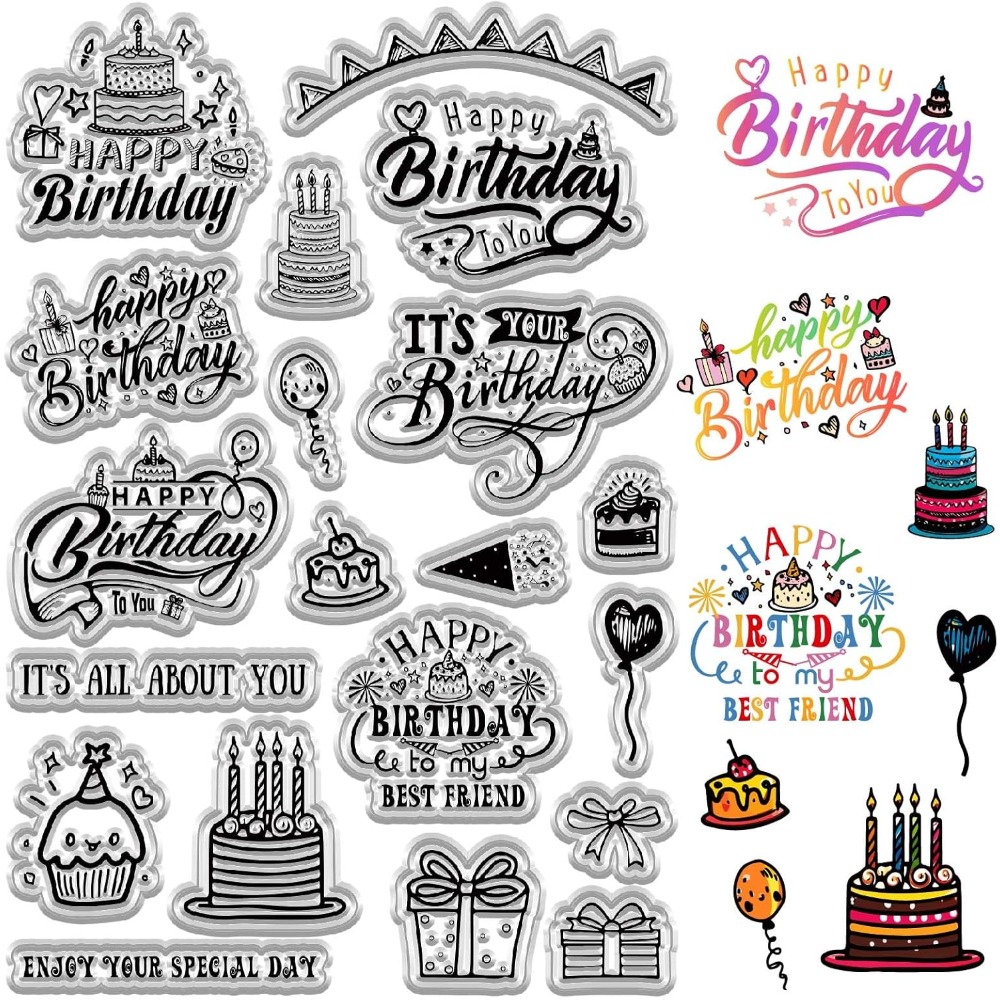 Happy Birthday Clear Stamps fo - Clear Silicone Stamps For Card Making recension och pris