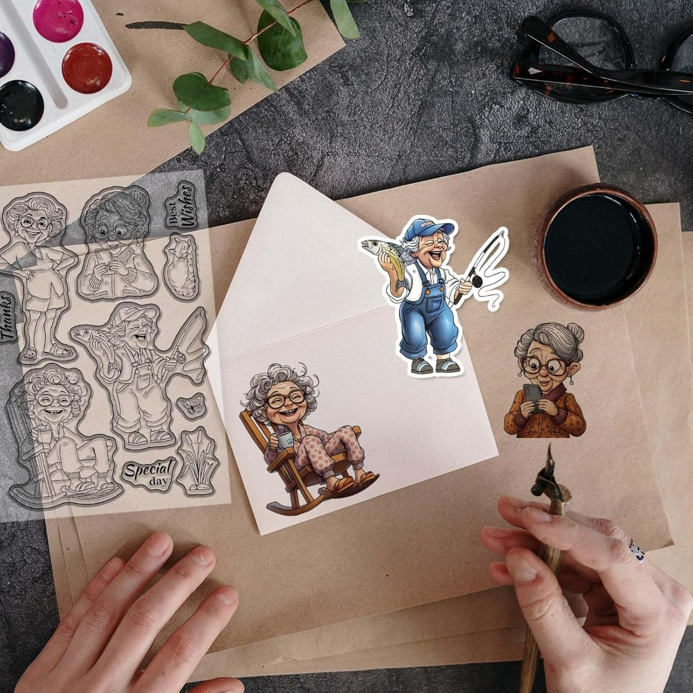 Smiling Old Lady Clear Stamps  - Clear Silicone Stamps For Card Making recension och pris