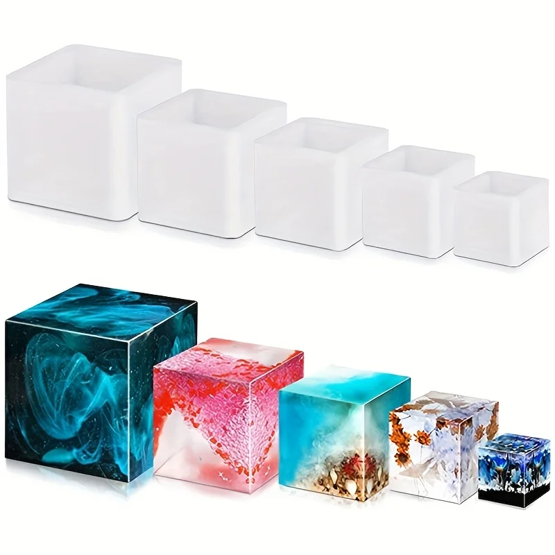5 pcs Square Resin Mold Silico - Silicone Epoxy Resin Molds Set recension och pris
