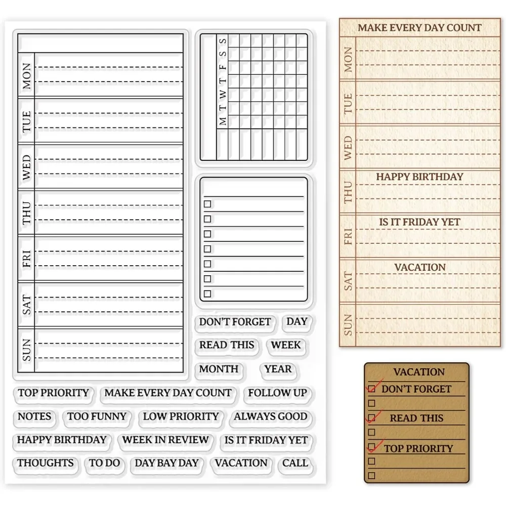 Weekly Plan Clear Stamp Calend - Clear Silicone Stamps For Card Making recension och pris